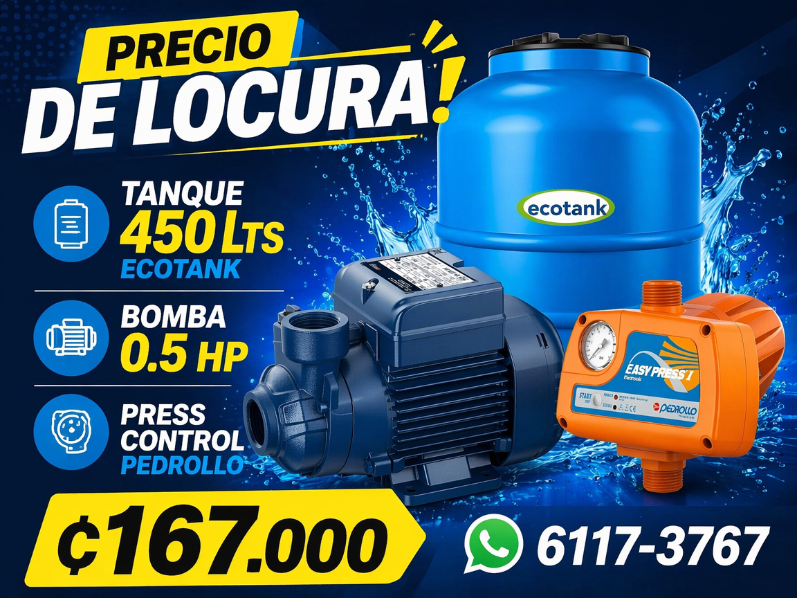 Tanque 450L + Bomba Pedrollo